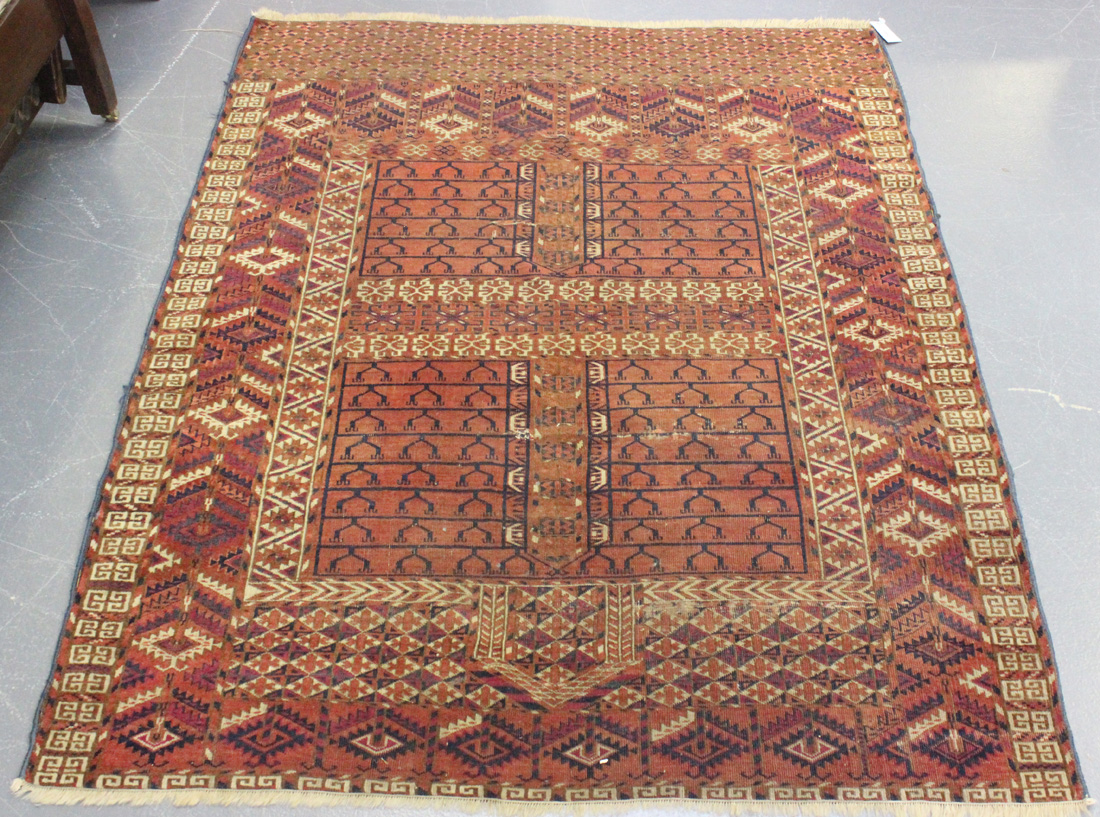 A Tekke Ensi, West Turkestan, circa 1900, the compartmentalized field with overall stylized - Image 6 of 7