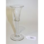 An airtwist stem wine glass, mid-18th Century, the waisted bucket bowl raised on a plain stem with