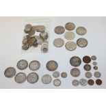 A collection of foreign coins, comprising a USA Morgan dollar 1903, a commemorative half-dollar