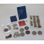 A collection of British coins, comprising a George III crown 1820, a Victoria Old Head crown 1895,