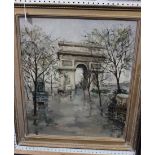J. Marton - 'Arc de Triomphe', 20th Century oil on canvas, signed recto, titled verso, approx 74cm x