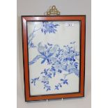 A set of four Chinese blue and white porcelain rectangular panels, 20th Century, each painted with a