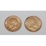 An Edward VII half-sovereign 1907M and a George V half-sovereign 1911.