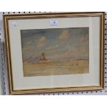 Arthur Angell - View of a Windmill, watercolour, signed, approx 24cm x 34cm, within a gilt frame.