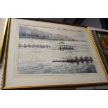 Julia M. Phelps - Rowing Eights on the Thames, late 20th Century watercolour, signed, approx 52.
