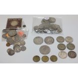 A collection of British and foreign coins, including a Victoria Jubilee Head crown 1889, a USA Peace