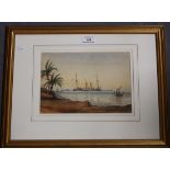 R. Gurnell - HMS St George in Coastal Waters, watercolour and gouache, signed and dated 1896, approx
