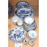 A set of five Chinese blue and white export porcelain octagonal side dishes, Qianlong period, each