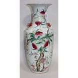 A Chinese famille rose porcelain vase, 20th Century, the baluster body and flared neck decorated