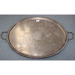 A George III Sheffield plate oval tray, the centre engraved with a double-headed eagle coat of arms,