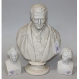 A Copeland Parian bust of the Duke of Wellington, originally sculpted circa 1852 by Count D'Orsay,