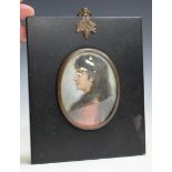 Late 19th/early 20th Century Continental School - Oval Miniature Portrait of a Young Woman in