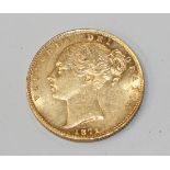 A Victoria Young Head shield back sovereign 1871S.