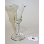 A wine glass, mid-18th Century, the bell bowl raised on a plain stem and conical foot, height approx