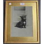 Circle of Cecil Aldin - Study of a Terrier, monochrome watercolour, approx 27cm x 19cm, within a