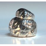 An Edwardian silver novelty box and cover in the form of a cottage loaf, the base inscribed 'Bread