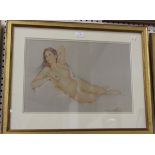 Luisa Dominguez - 'Venus' (Female Nude), pastel, signed recto, titled verso, approx 30cm x 45cm,