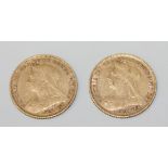 Two Victoria Old Head half-sovereigns 1900S.