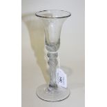 An airtwist stem wine glass, mid-18th Century, the bell bowl raised on a double knopped stem with