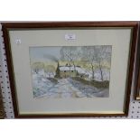 Denis Godfrey - 'Winter Landscape', watercolour, signed recto, titled verso, approx 24cm x 33cm,