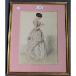 Mid/late 19th Century British School - Study of a Young Lady in a Landscape, watercolour, approx