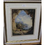 Italian School - 'Amalfi', watercolour, signed with initials, titled and dated 1855, approx 39.5cm x