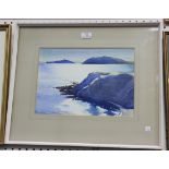 Reginald James Waghorn - Coastal View, probably New Zealand, watercolour, signed and dated '54,