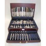A plated part canteen of cutlery, including table knives, forks and spoons, fish knives and forks,