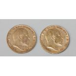 Two Edward VII half-sovereigns, comprising 1906S and 1907.