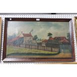 Late 19th Century British Provincial School - View of a Farm, oil on canvas, approx 43cm x 72cm,