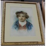 S. Cazzaitin - Italian Boy, watercolour, signed and inscribed 'Roma', approx 52cm x 38cm.