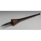 An African hardwood and twin-spiked club type weapon, length approx 62cm.