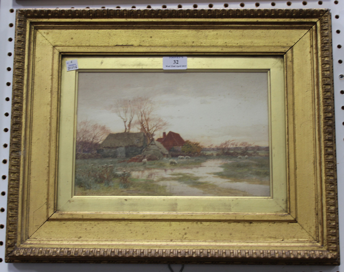 Curtius Duassut - 'A Marsh Farm, Kent', early 20th Century watercolour, signed recto, titled label