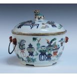 A Chinese doucai enamelled porcelain food container, liner and cover, mark and period of Guangxu,