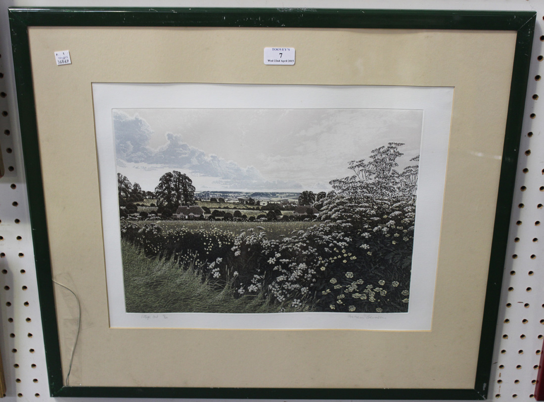 Graham Evernden - 'Village End', colour aquatint, signed, titled and editioned 115/200 in pencil,