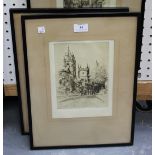 E.J. Maybery - 'Trumpingdon Street, Cambridge', monochrome etching, signed and titled in pencil,