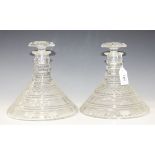 A pair of cut glass ship's decanters and stoppers, first half 20th Century, each with faceted triple