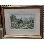 E.A. Swan - View of a Figure in a Cottage Garden, late 20th Century watercolour, signed, approx 18cm