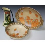 A Crown Ducal Charlotte Rhead pottery circular bowl, 1930s, decorated in the Golden Leaves pattern