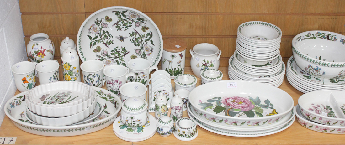 A large collection of Portmeirion Botanic Garden pattern tableware, including serving dishes, bowls,