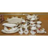 A Royal Albert 'Old Country Roses' pattern part service, comprising six dinner plates, six dessert