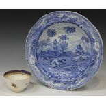 A Spode Indian Sporting Series blue printed soup plate, circa 1820, decorated with 'Chase After A