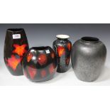 A Poole Pottery Galaxy Living Glaze vase, modern, of flattened ovoid shape with orange splodges