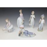 Five Lladro porcelain Collectors Society figures, comprising All Aboard, No. 7619, Can I Play, No.