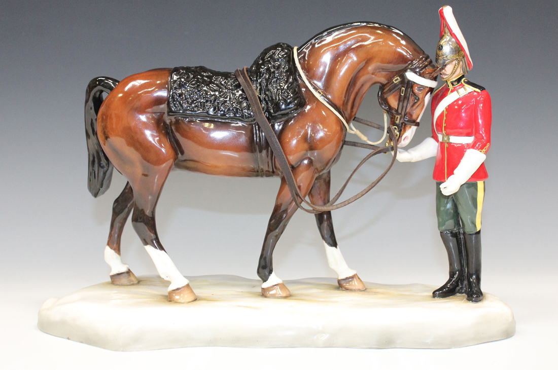 A Michael Sutty porcelain model '5th Dragoon Guards', marked '1st Sample' to base with other black