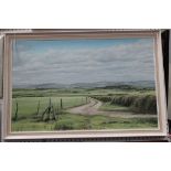 Mervyn Goode - Downland View, oil on board, signed and dated 1970, approx 57cm x 88cm, within a