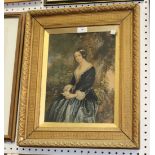 A George Baxter colour print, The Love Letter Received, approx 35cm x 26cm, within a gilt frame.