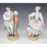 A pair of Meissen porcelain figures of gardeners, late 19th Century, modelled after Acier, he