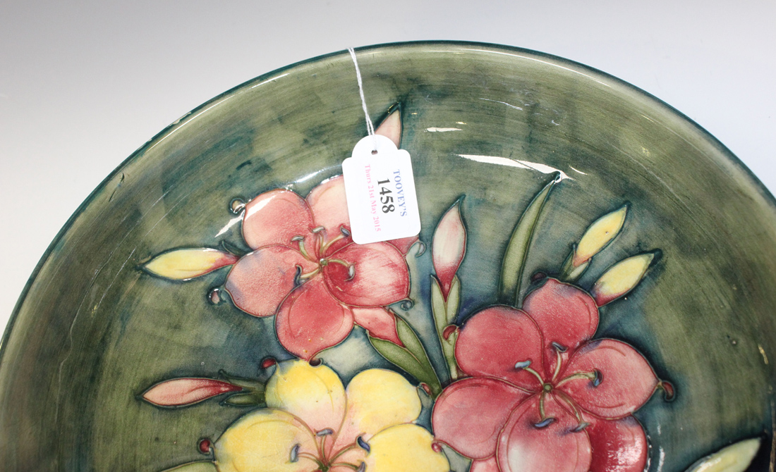 A Moorcroft pottery Freesia pattern circular bowl, 1928-49, the base interior decorated with a spray - Image 3 of 3