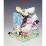 A Continental porcelain figure group, late 19th Century, modelled as a Derby Fury group, with a